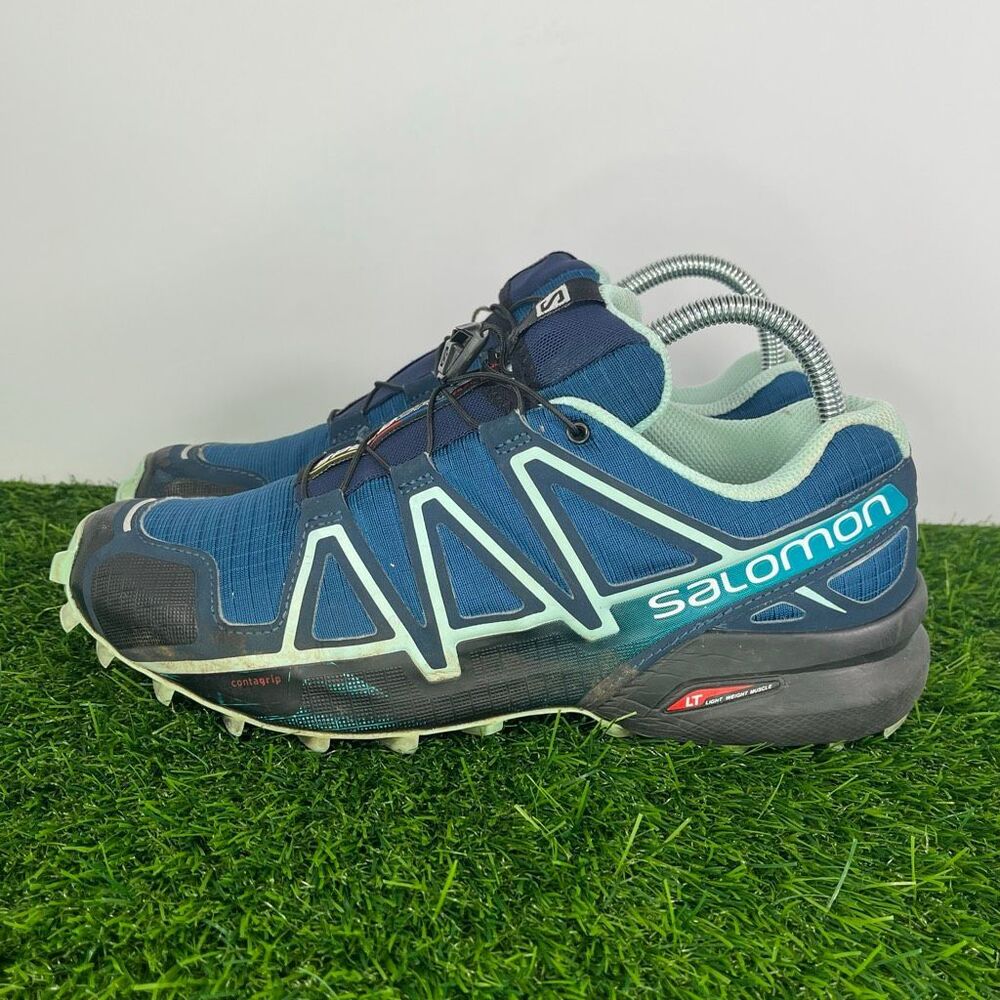 Salomon Speedcross 4 Women’s Shoes Blue Aqua Trail Running Outdoor size 8.5